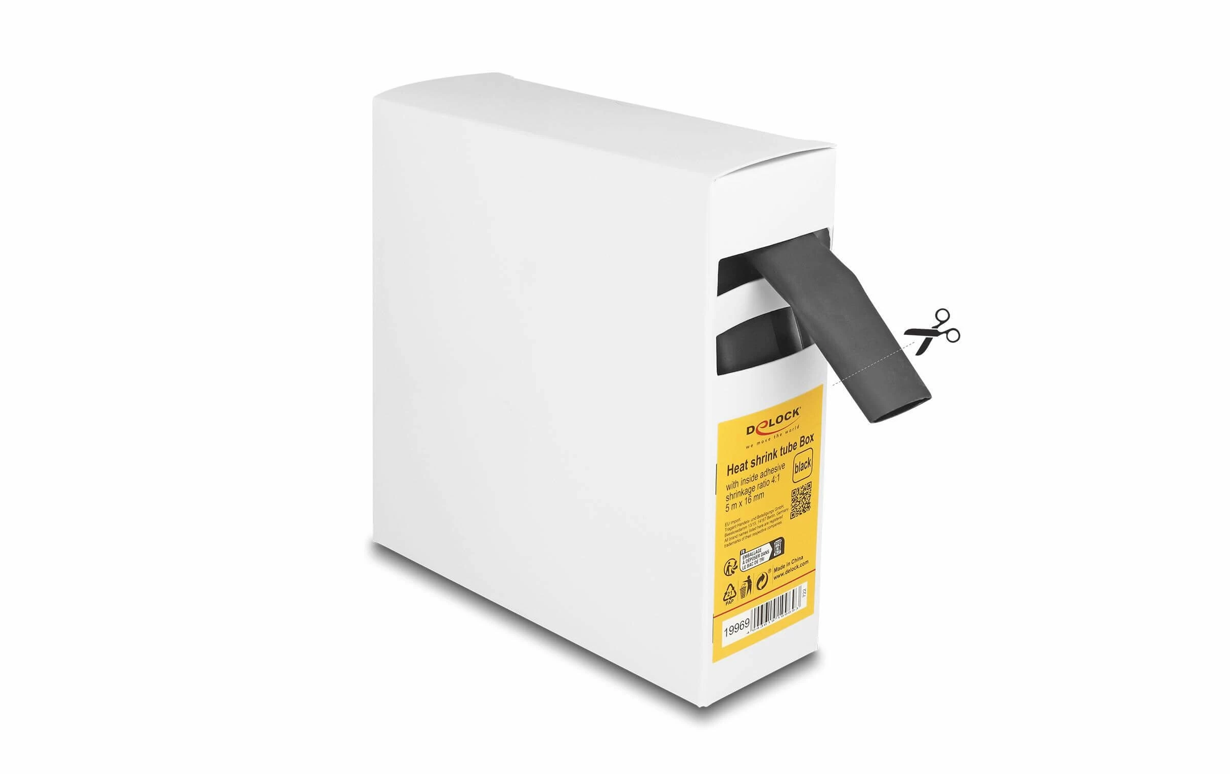 DeLock Gaine Thermorétractable Boîte Avec Adhésif Intérieur 5 M X 16 Mm Noir - Matières 4 DeLock Gaine Thermorétractable Boîte Avec Adhésif Intérieur 5 M X 16 Mm Noir - Matières – Image 2