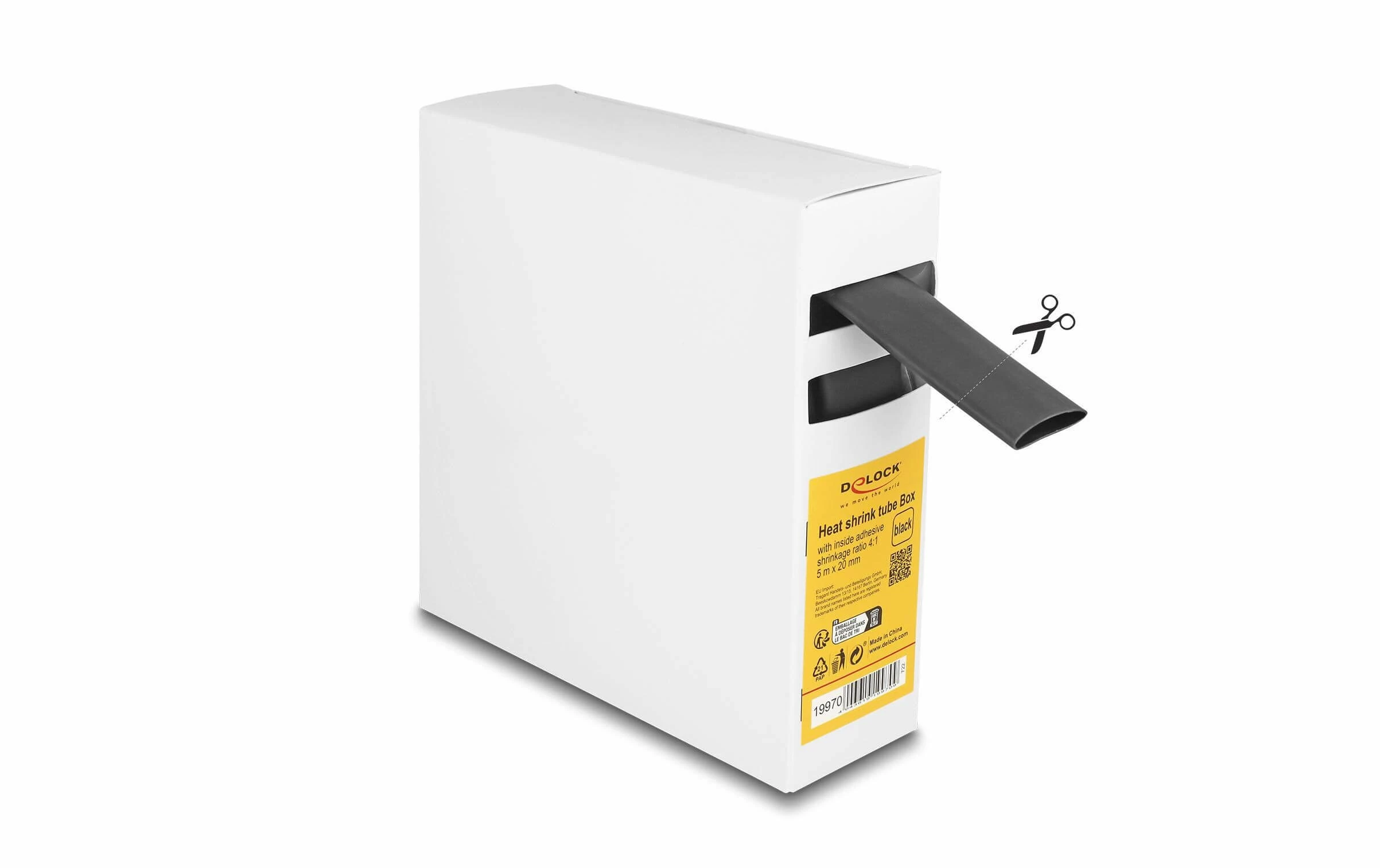 DeLock Gaine Thermorétractable Boîte Avec Adhésif Intérieur 5 M X 20 Mm Noir - Matières 4 DeLock Gaine Thermorétractable Boîte Avec Adhésif Intérieur 5 M X 20 Mm Noir - Matières – Image 2