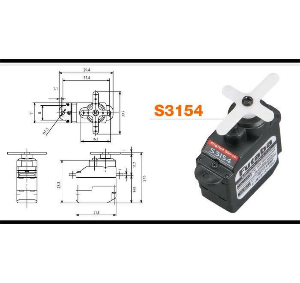 Futaba Servo S3154 Micro Numérique - Servos ⋅ Gyroscope 4 Futaba Servo S3154 Micro Numérique - Servos ⋅ Gyroscope – Image 2
