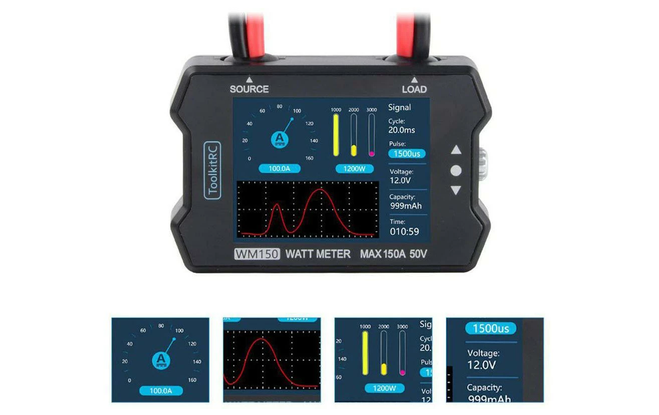 ToolkitRC Testeur Sans Fil WM150 Advanced Watt & Power Meter - Accus 4 ToolkitRC Testeur Sans Fil WM150 Advanced Watt & Power Meter - Accus – Image 2