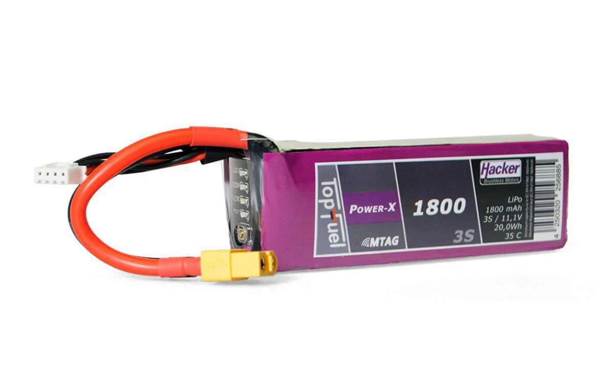 Hacker Batterie RC LiPo 1800 MAh 11,1 V 35C Pot Fuel Power-X MTAG - Accus 3 Hacker Batterie RC LiPo 1800 MAh 11,1 V 35C Pot Fuel Power-X MTAG - Accus