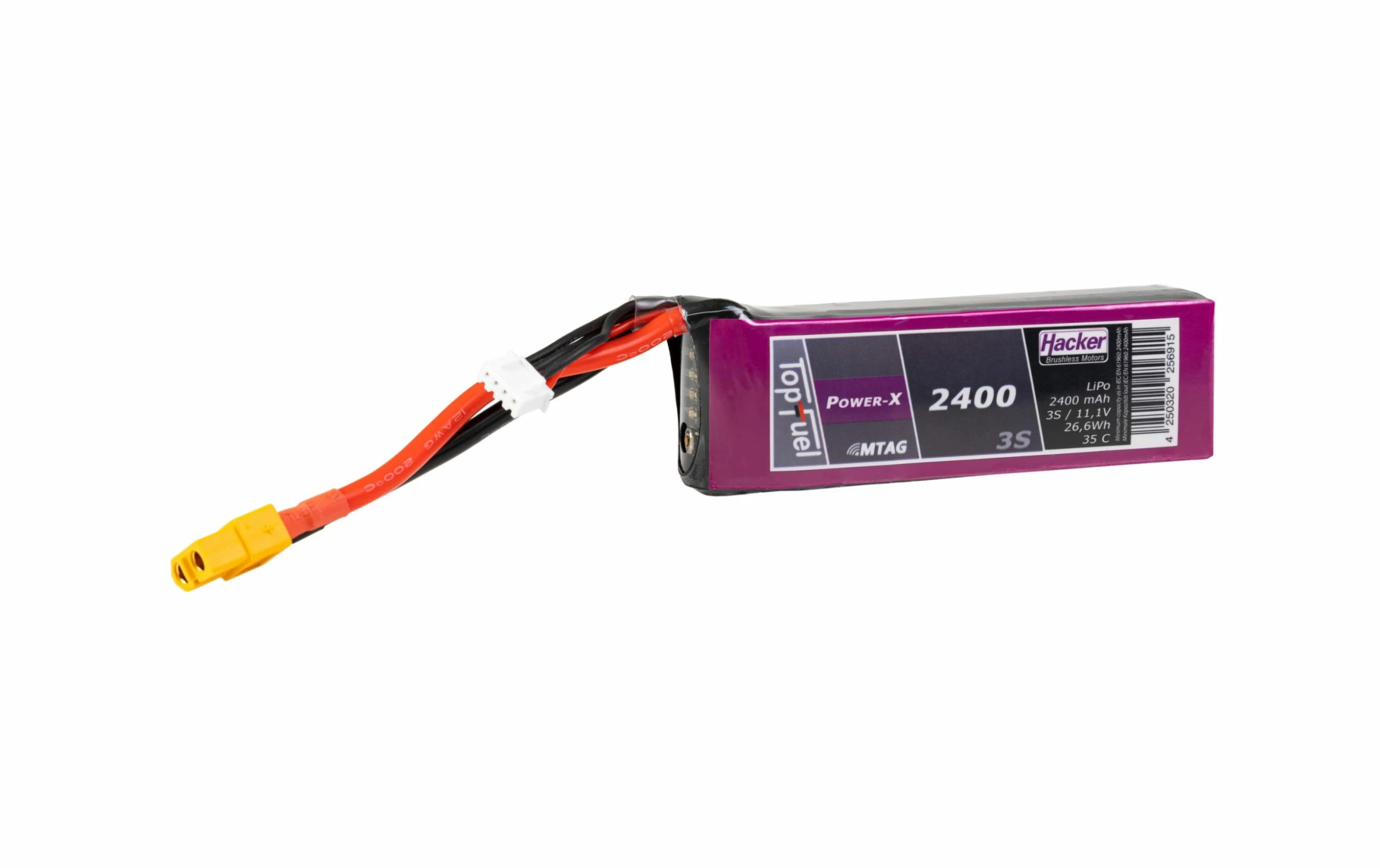 Hacker Batterie RC LiPo 2400 MAh 11.1 V 35C TopFuel Power-X MTAG - Accus 3 Hacker Batterie RC LiPo 2400 MAh 11.1 V 35C TopFuel Power-X MTAG - Accus