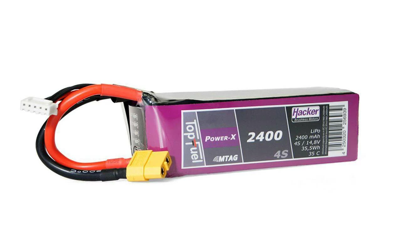 Hacker Batterie RC LiPo 2400 MAh 14,8 V 35C Pot Fuel Power-X MTAG - Accus 3 Hacker Batterie RC LiPo 2400 MAh 14,8 V 35C Pot Fuel Power-X MTAG - Accus