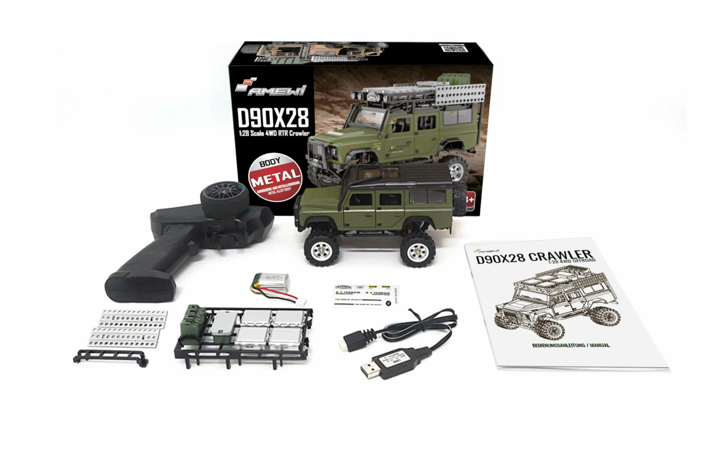 Amewi Scale Crawler D90X28, Vert 1:28, RTR - Off-Road Modèle 4 Amewi Scale Crawler D90X28, Vert 1:28, RTR - Off-Road Modèle – Image 2