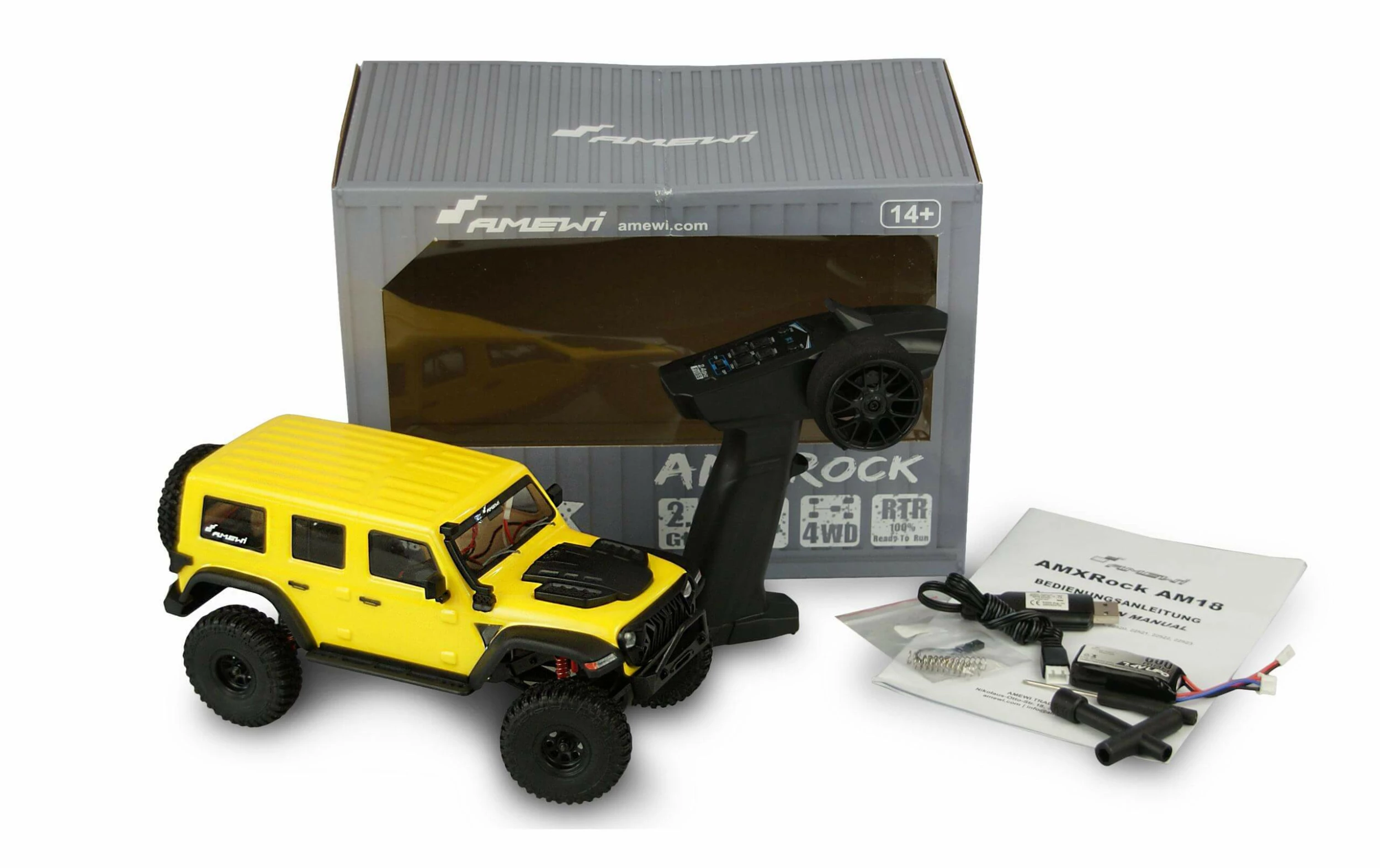 Amewi Scale Crawler AMXROCK AM18 Kratos Jaune 1:18 RTR - Off-Road Modèle 4 Amewi Scale Crawler AMXROCK AM18 Kratos Jaune 1:18 RTR - Off-Road Modèle – Image 2
