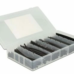 DeLock Gaine Thermorétractable 100 Pièces Boîte D'assortiment, Noir - Matières