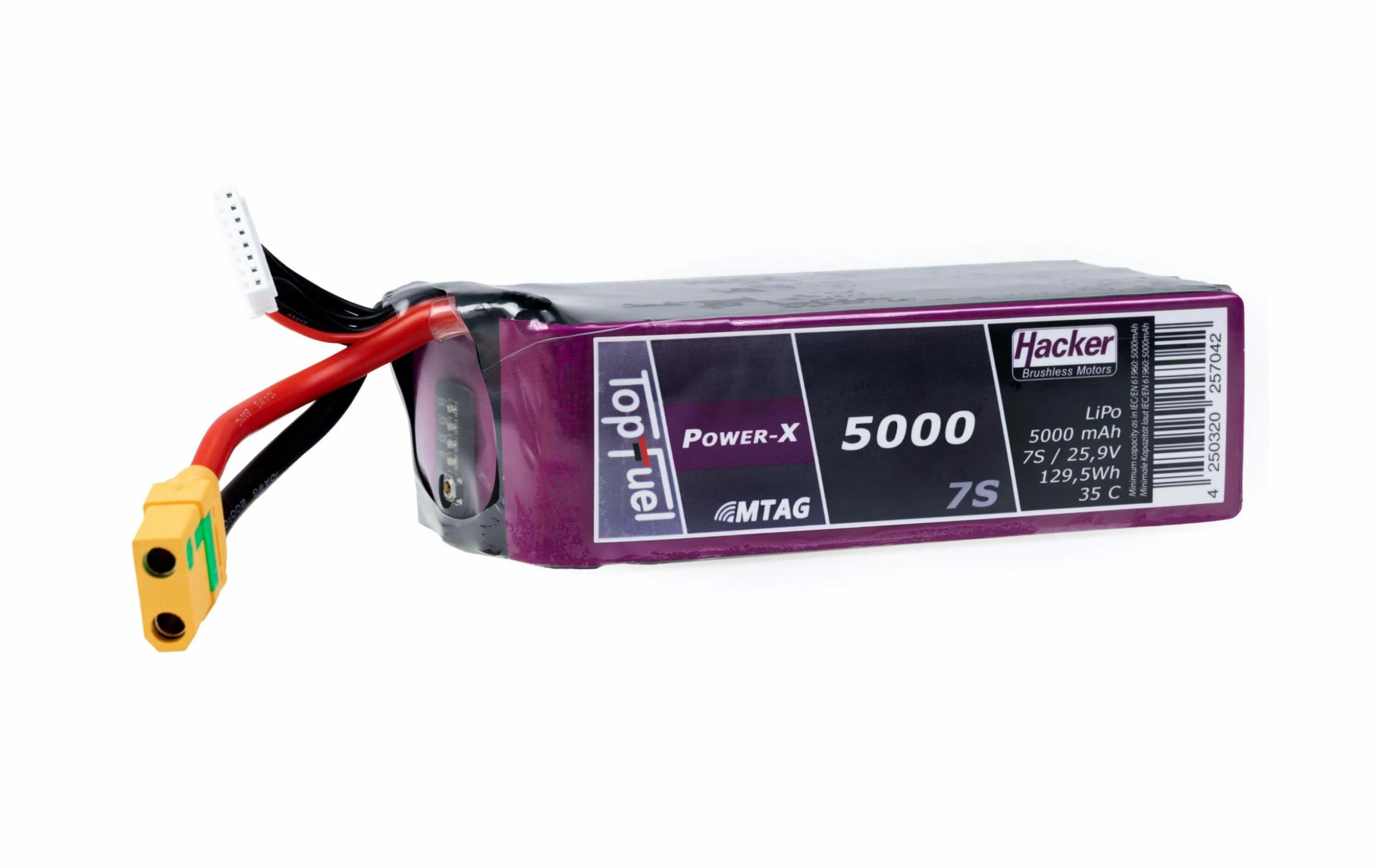 Hacker Batterie RC LiPo 5000 MAh 25,9 V 35C Pot Fuel Power-X MTAG - Accus 3 Hacker Batterie RC LiPo 5000 MAh 25,9 V 35C Pot Fuel Power-X MTAG - Accus