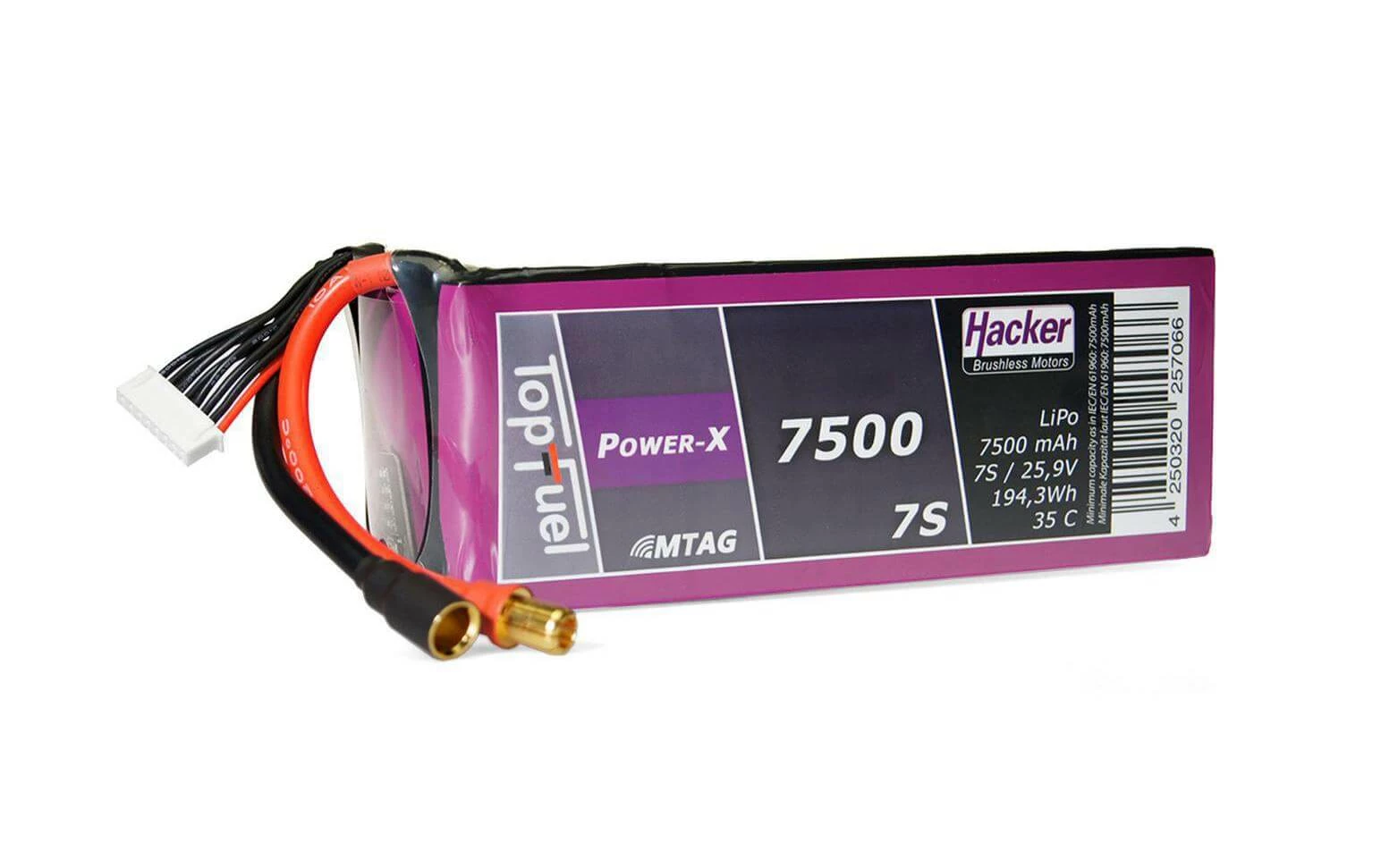 Hacker Batterie RC LiPo 7500 MAh 25,9 V 35C Pot Fuel Power-X MTAG - Accus 3 Hacker Batterie RC LiPo 7500 MAh 25,9 V 35C Pot Fuel Power-X MTAG - Accus