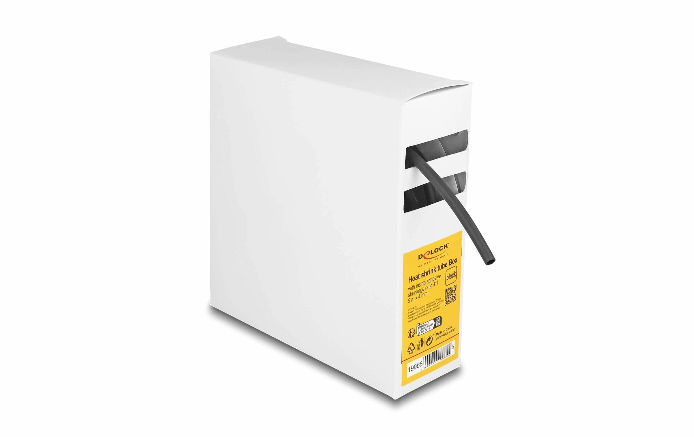 DeLock Gaine Thermorétractable Boîte Avec Adhésif Intérieur 5 M X 4 Mm Noir - Matières 3 DeLock Gaine Thermorétractable Boîte Avec Adhésif Intérieur 5 M X 4 Mm Noir - Matières